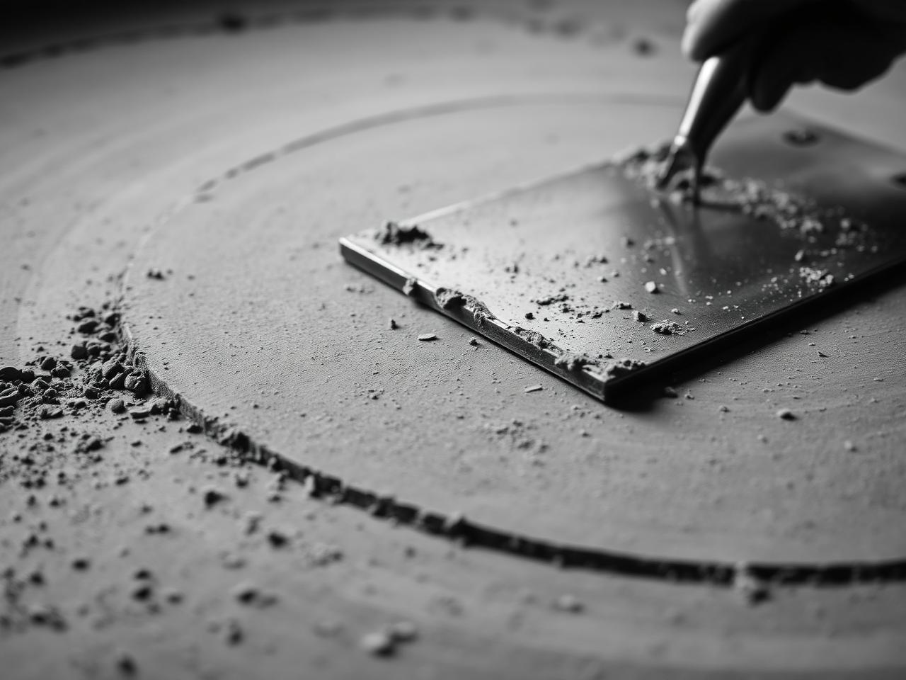 Hand finishing concrete with trowel